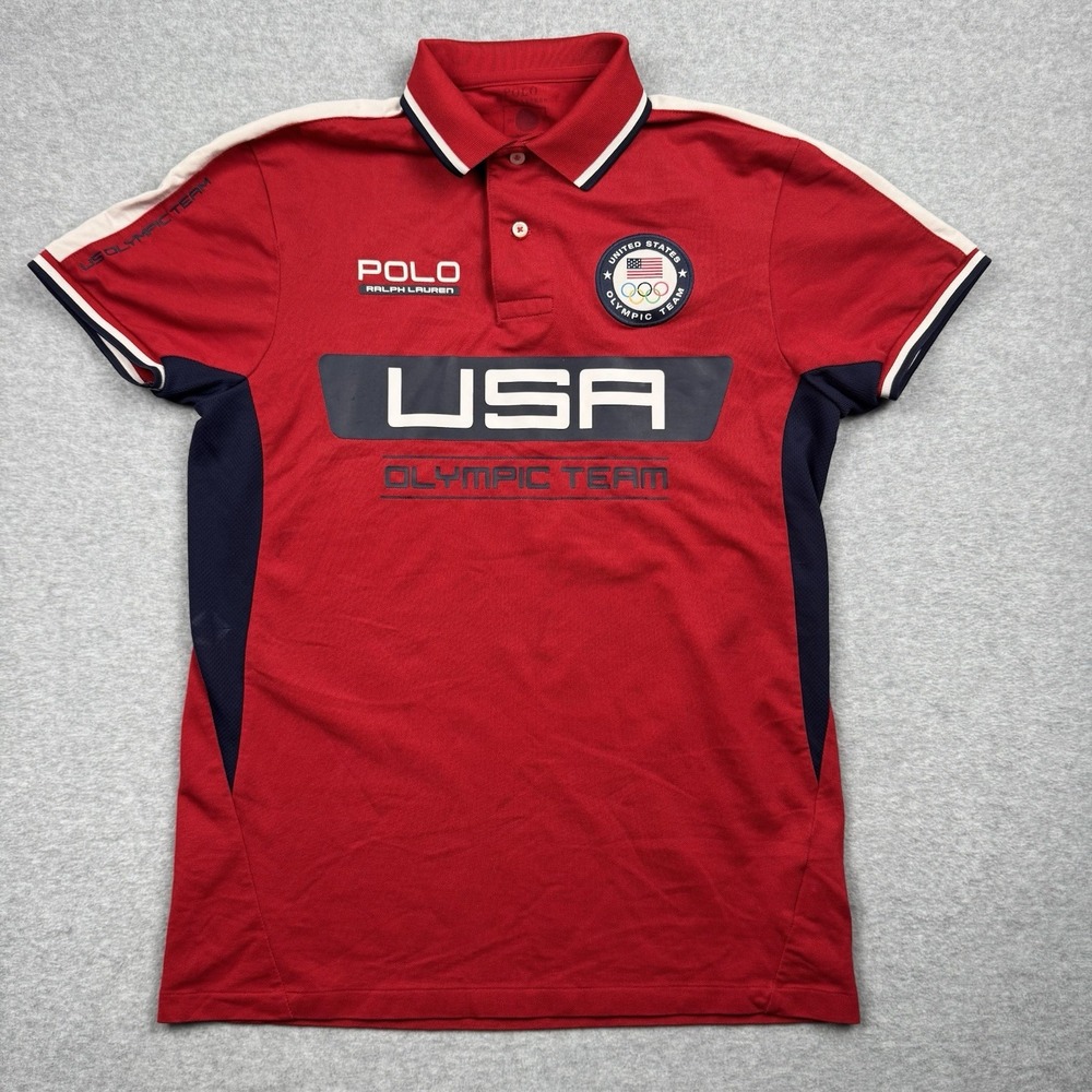 Polo Ralph Lauren US Olympic Team Polo Shirt Mens Small Red Short Sleeve USA